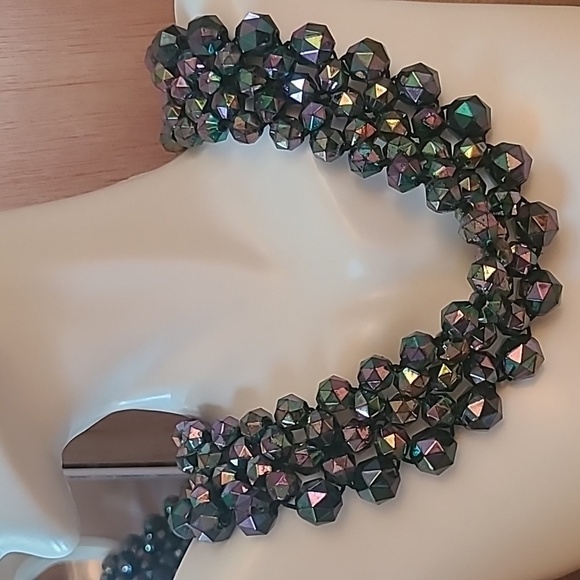 Stretch Iridescent beaded collar necklace - Picture 1 of 4